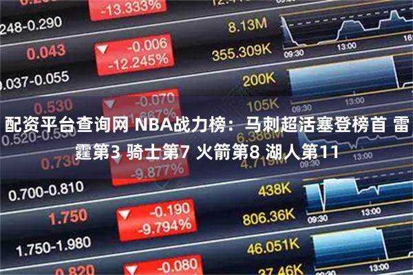 配资平台查询网 NBA战力榜：马刺超活塞登榜首 雷霆第3 骑士第7 火箭第8 湖人第11